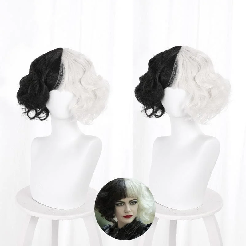 Black White Cruella de Vil Style Fashion eGirl Wig SP16262