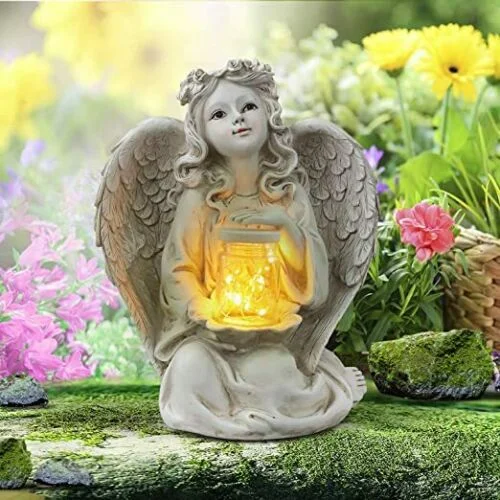Guardian Angel Garden Statue Solar Lights Decorations