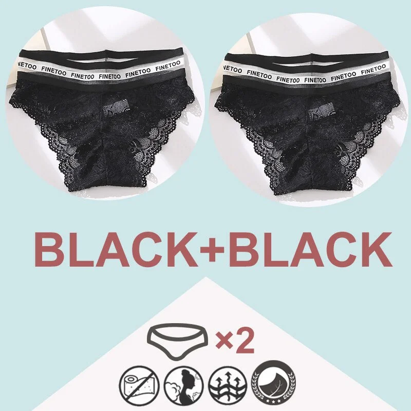 FINETOO 2PCS/Set High Waist Women Panties Sexy Lace Underwear Woman Lace Pantys Mesh Floral Lingerie Female Seamless Briefs L-XL
