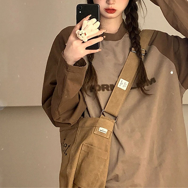 Harajuku Long Sleeve letter T-shirt for Women Y2k Vintage Aesthetic Top Tee Grunge Autumn Gothic Basic T Shirt Streetwear Korean LANFUBEISI