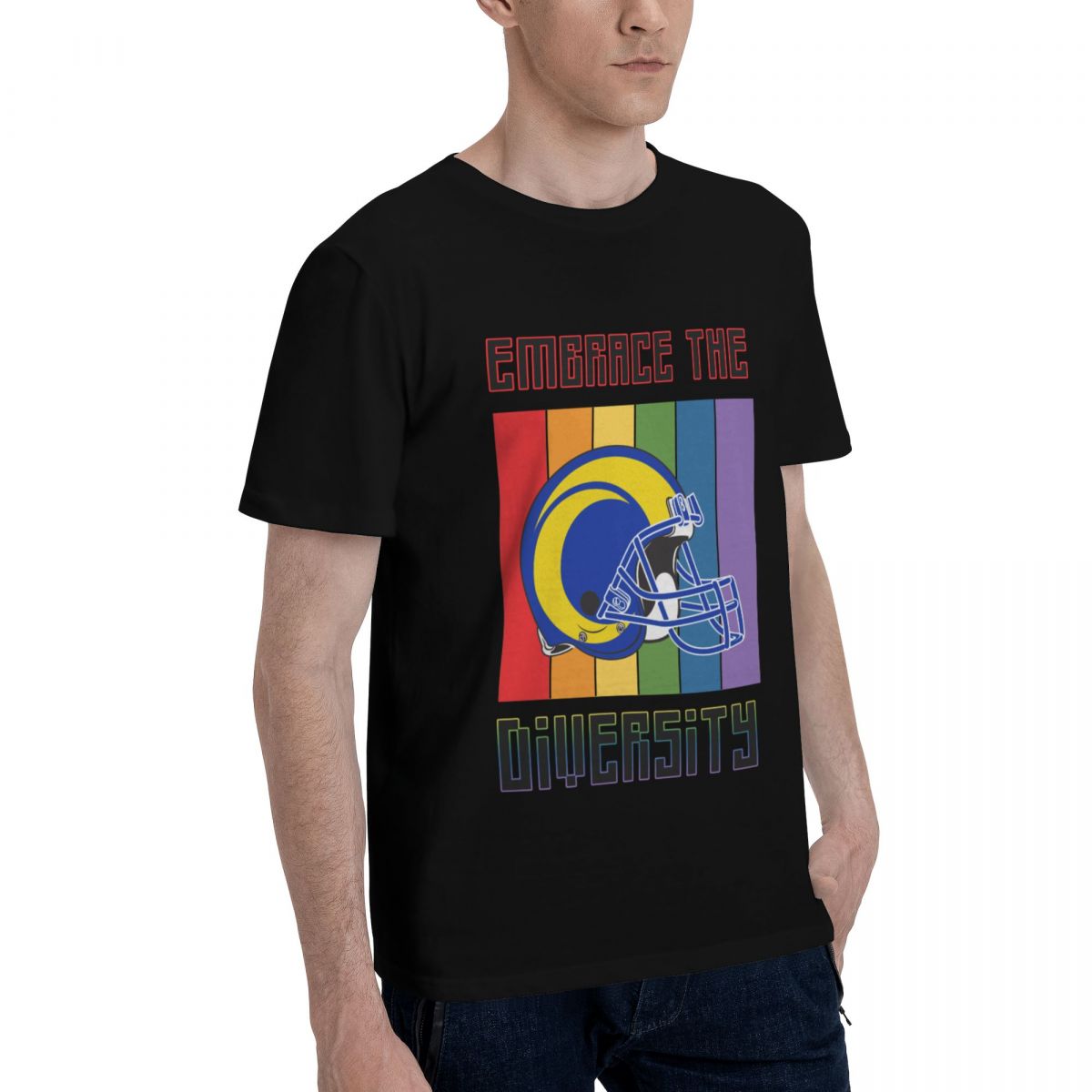 Los Angeles Rams Embrace The Diversity Men's Cotton Crewneck T-Shirt