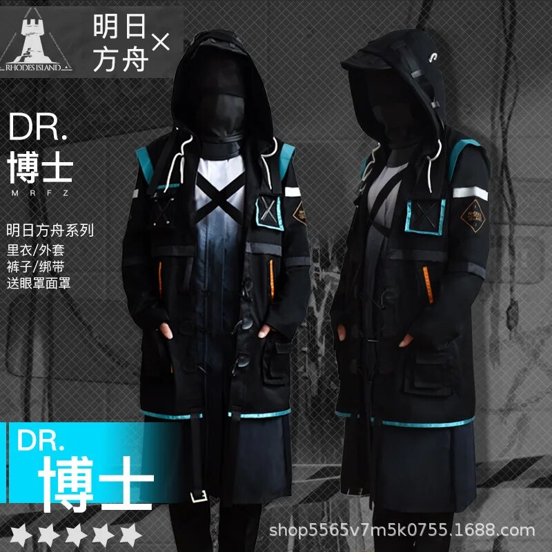 [Wetrose] In Stock Doctor Cosplay Costume Arknights Hoodie Cloak Set Mask Glass Ghost Evil Spirit of Babel Player Rhodes Island