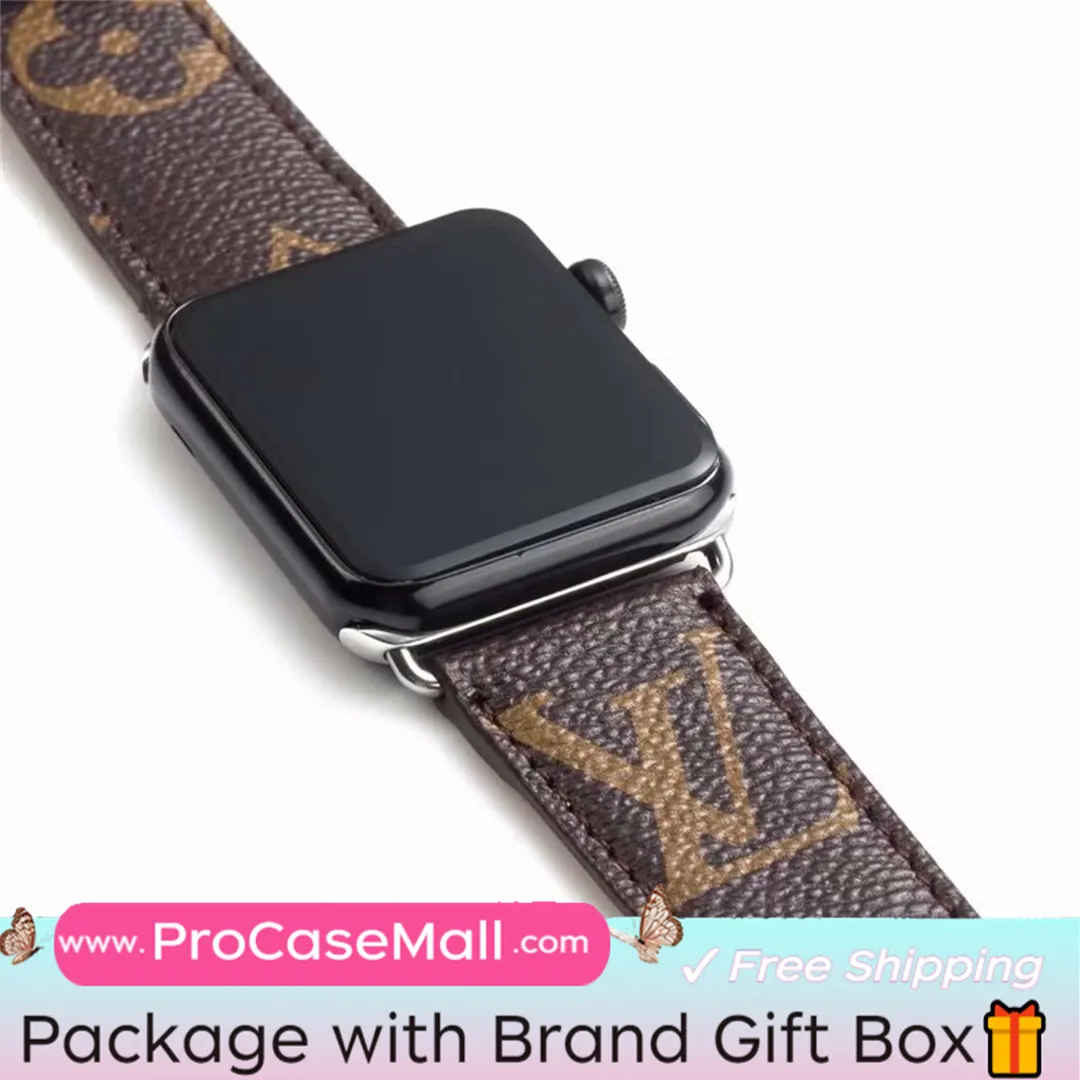 Classic LV Monogram Leather Checkerboard Canvas Apple Watch Strap