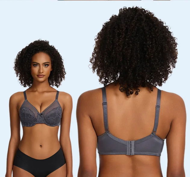 ✨ Enchante Floral Lace Plus Size Underwire Unlined Comfort Unpadded Full Coverage Bra