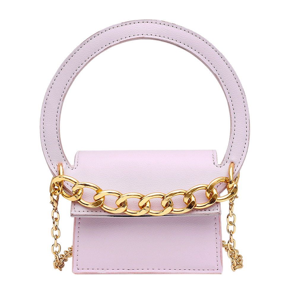 

PU Shoulder Bag Women Circle Handle Tote Mini Crossbody Handbag, Purple, 501 Original