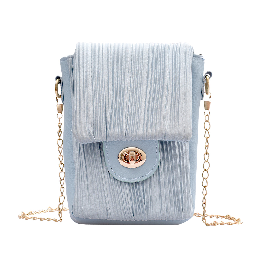 

Pleated Crossbody Bag Chain PU Leather Shoulder Phone Pouch, Pink, 501 Original