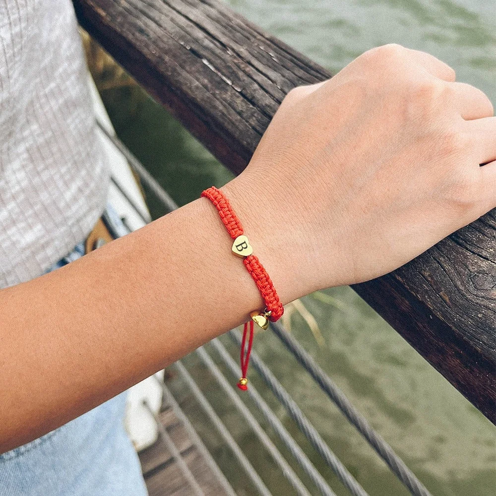 Personalized Heart Charm Bracelet Set