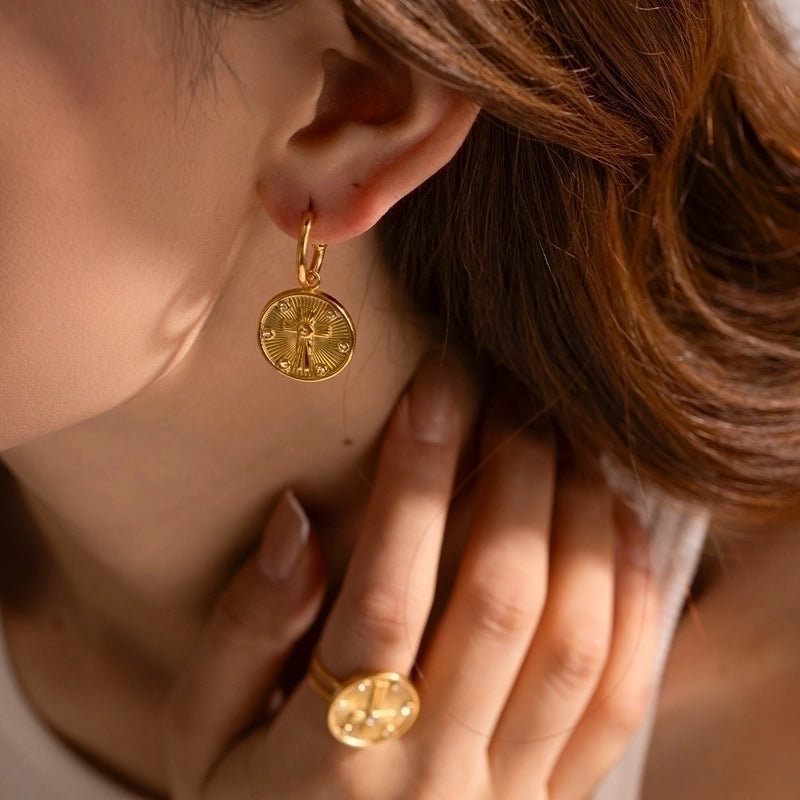 1 Pair IG Style Cross Plating 304 Stainless Steel Drop Earrings