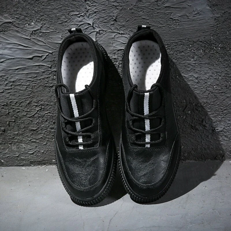 2020 New Mens PU Leather Shoes Fashion Sneakers Casual Loafers Flats Skateboarding Shoes Low Cut Trend Creepers Brand Design