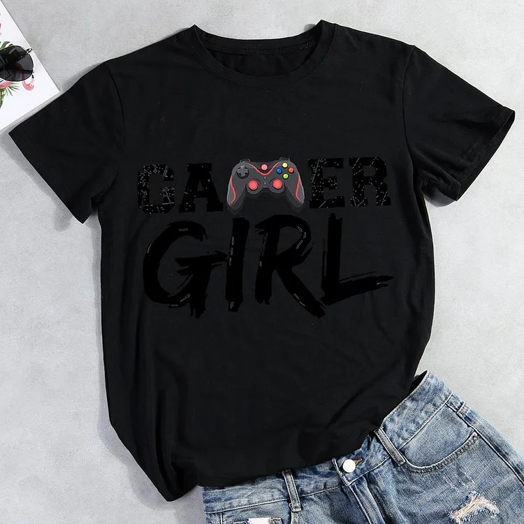 Gamer Girl Round Neck T-shirt