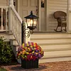 Outdoor Flower Pot Floor Lamp with Planter for Pathway Driveway Yard & Front Yard Decor Wall-Mount Solar Decorative Light Warm White Light Vintage Solared Porch Lights No Flowers Included