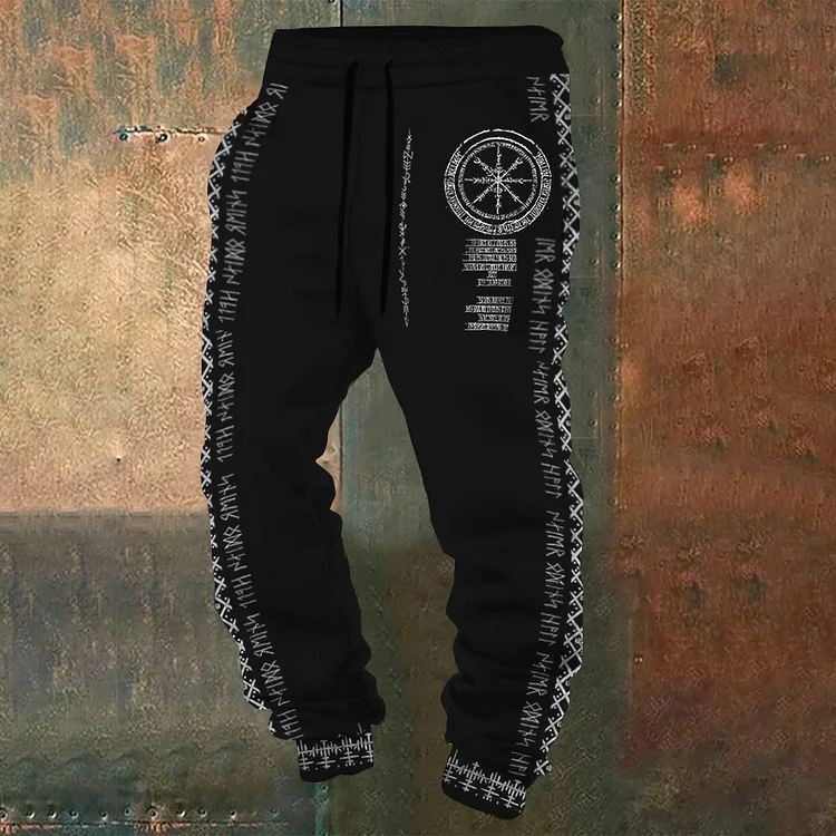 Men's Viking Symbols Rune Inspired Casual Pants