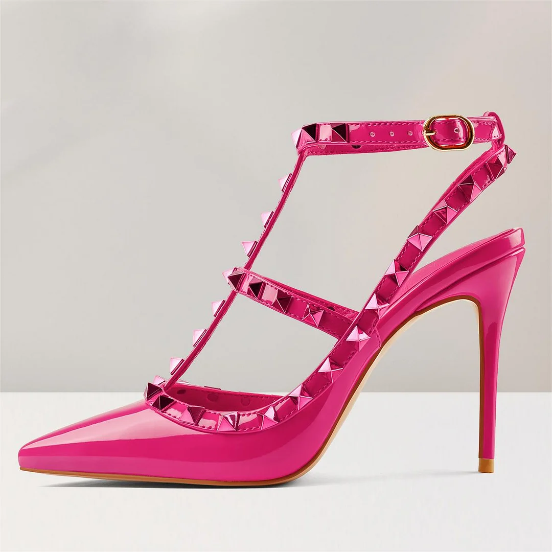 10CM/4 inch Women's Studs Sandals High Heel Pointed Toe Pumps Sexy Stilettos Party Shoes