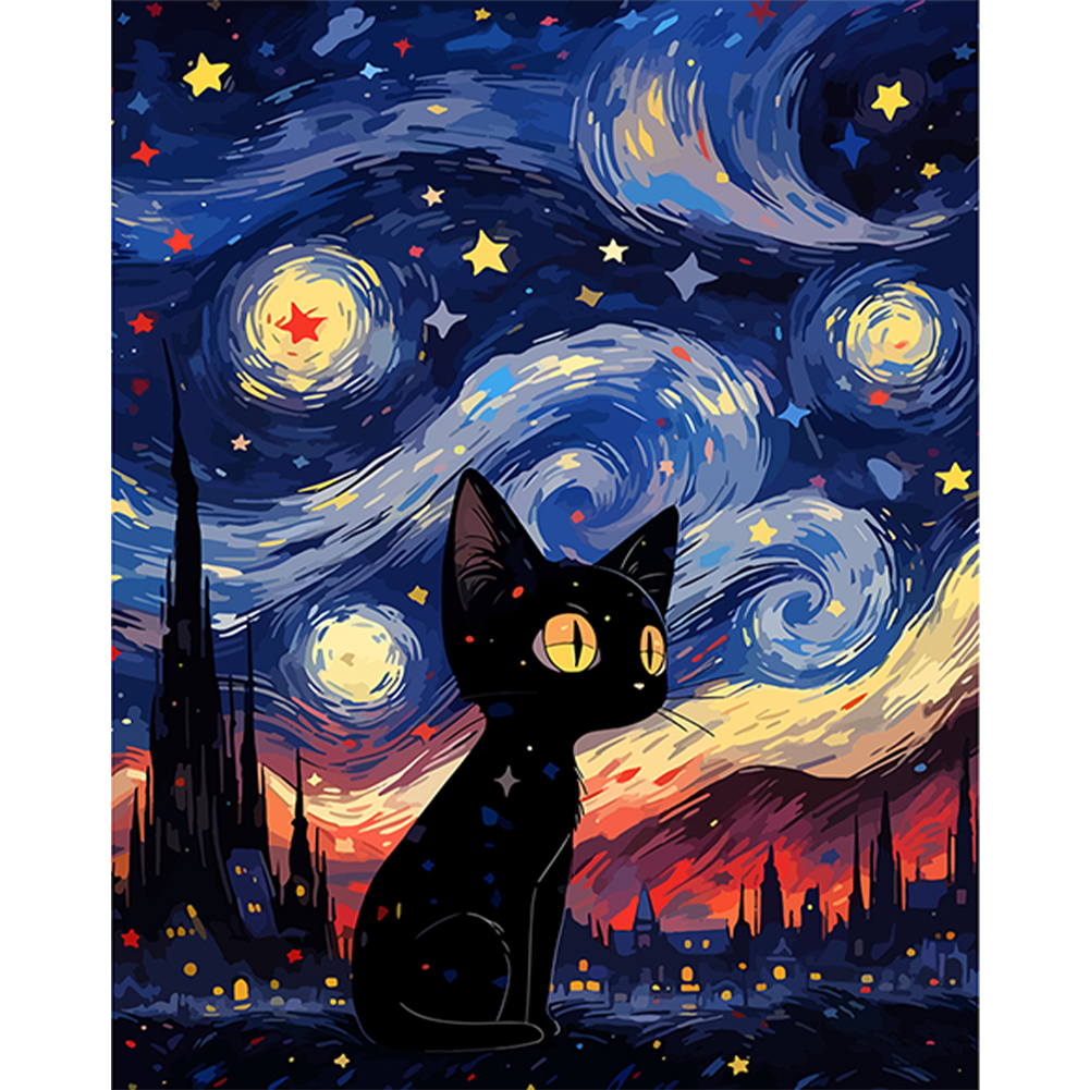 Dark Cat Cat-Paint by Numbers-30*40cm/40*50cm