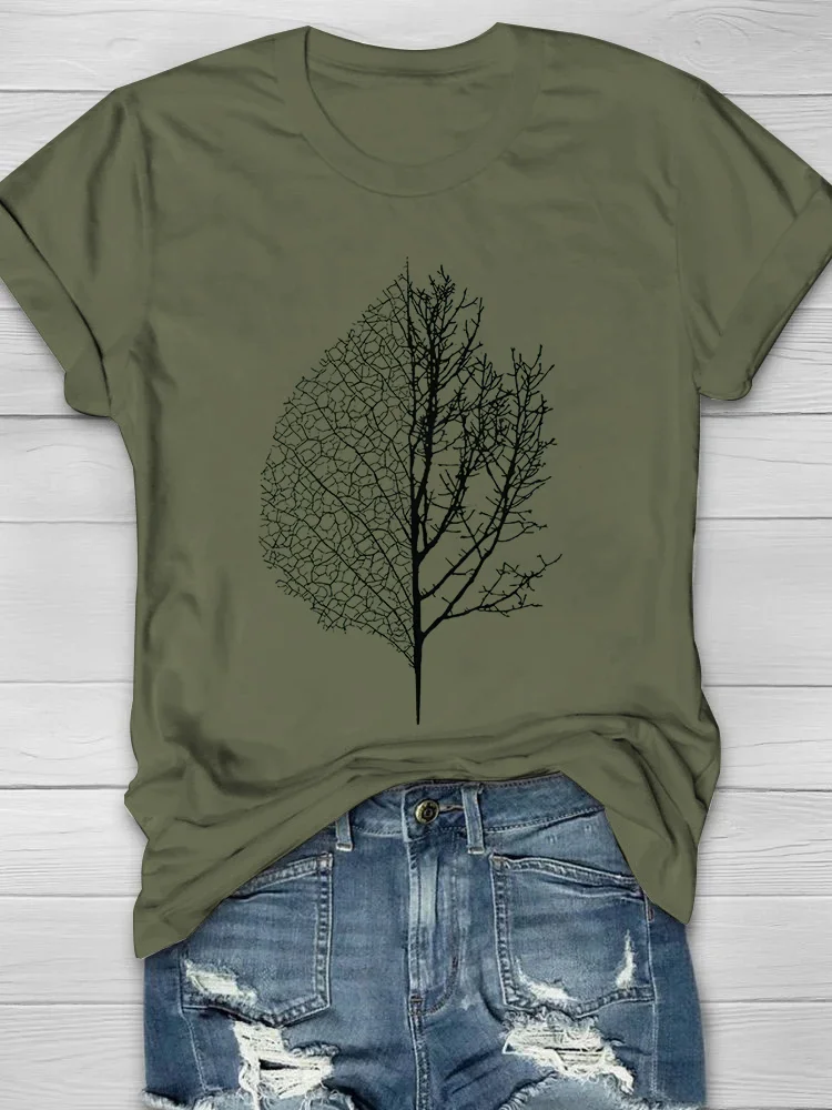 Leaf & Tree Print Women's T-shirt