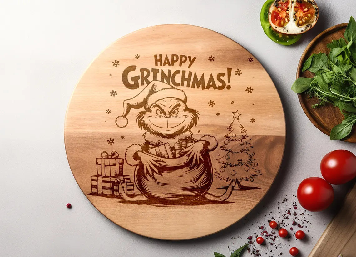 Christmas Digital Laser Engraved Files SVG Charcuterie board, Cutting Chopping Board, T-shirt, Vector, Kitchen Decor, Gift