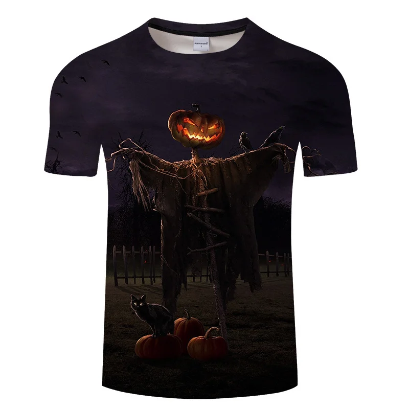 Men's Halloween Pumpkin Print Short Sleeve T-shirt