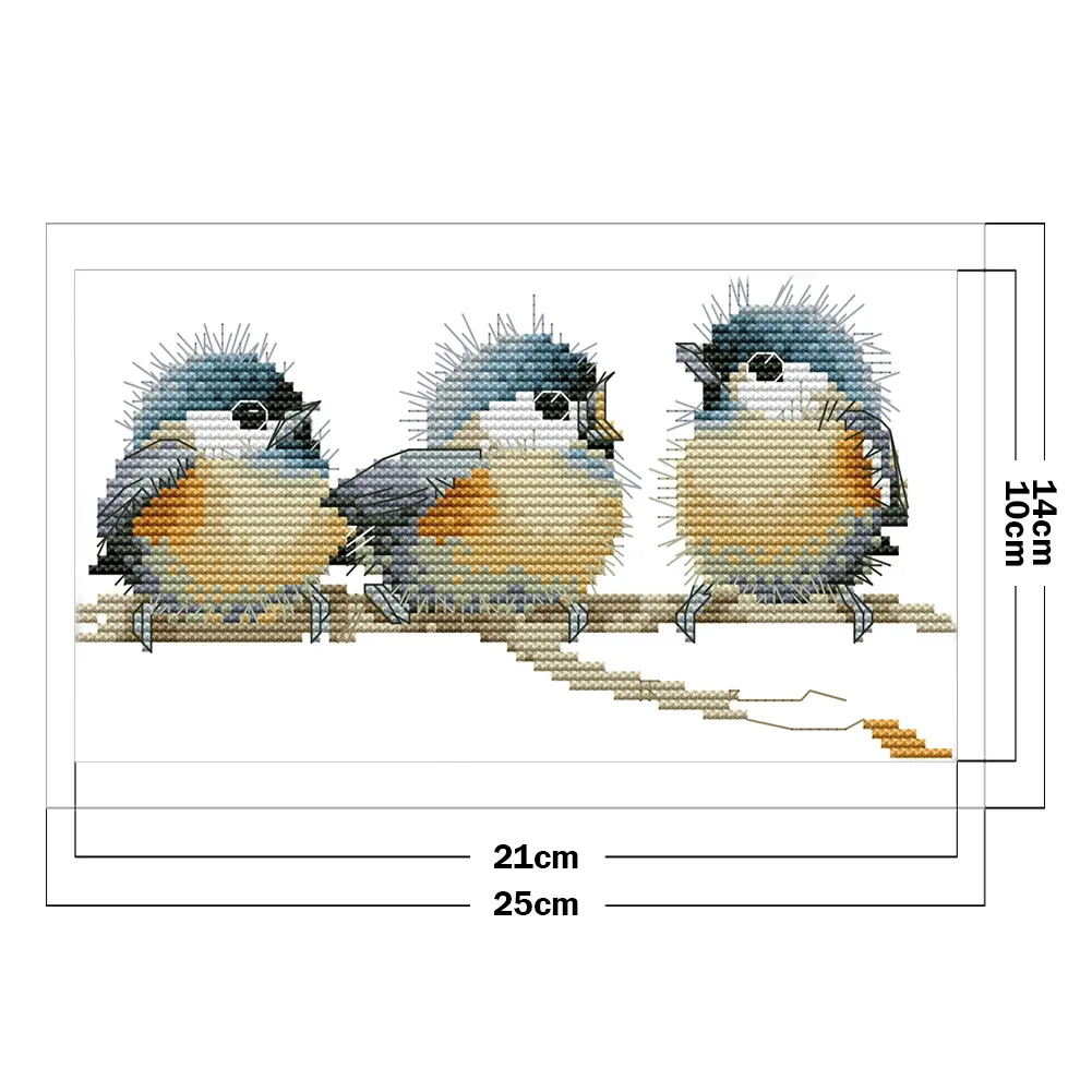 3 Birds-14CT Full Stamped Cross Stitch Kits (Canvas|25*14CM)