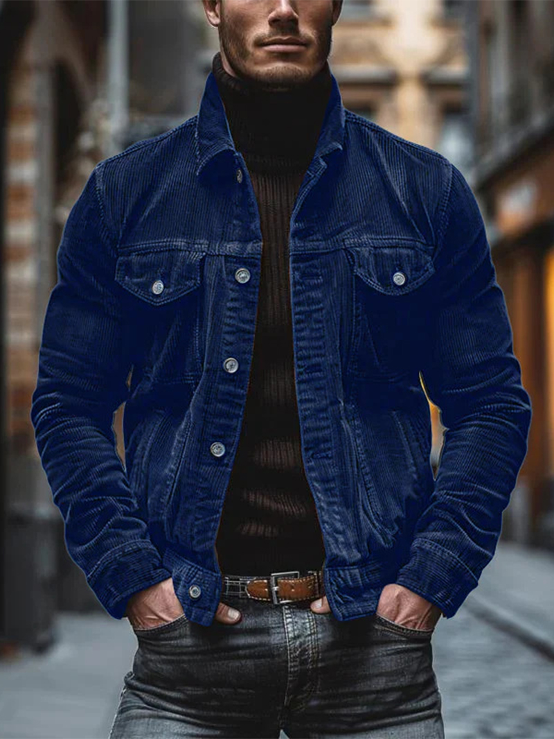 Men's Vintage Corduroy Lapel Single Breasted