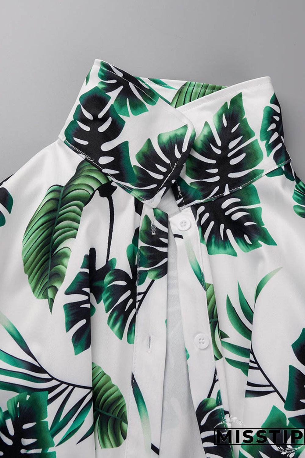 Green Casual Print Patchwork Turndown Collar Long Sleeve Two Pieces