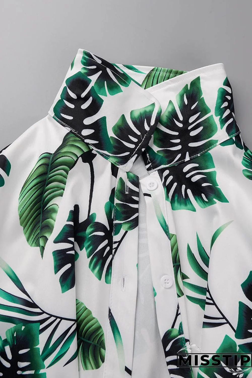 Green Casual Print Patchwork Turndown Collar Long Sleeve Two Pieces