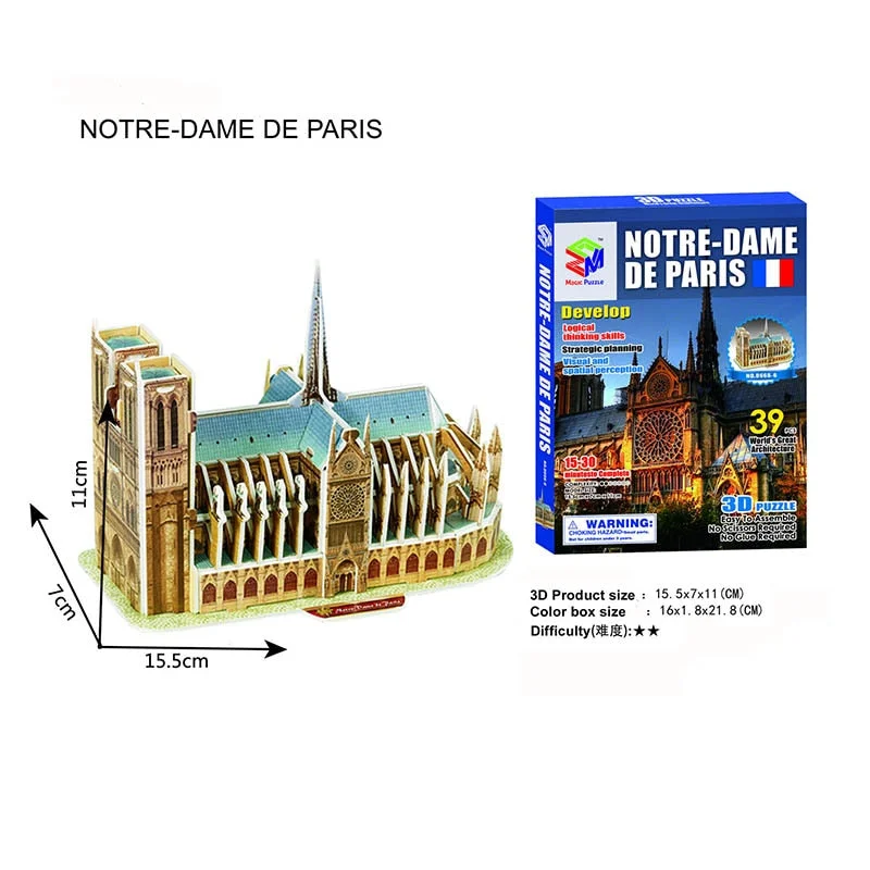 3D Puzzle Paper Model Games World Famous Buildings Architecture Puzzles DIY Jigsaw Puzzle Toy Gift for Kids Christmas Gifts