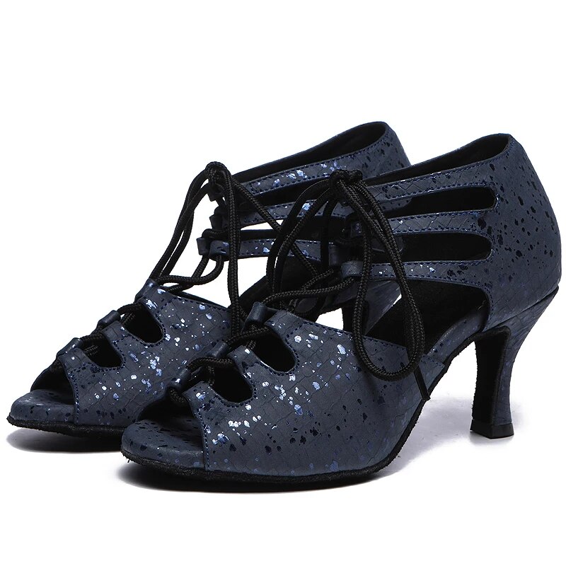 VCshoes Latin Dance Shoes Women Shoes Ballroom Ladies Tango Jazz Dancing Shoes Wedding Dance Skin Blue White Sandals