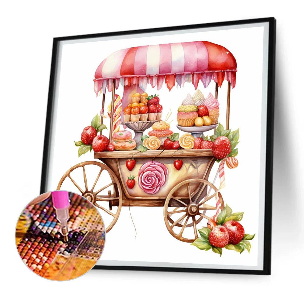 Full Round Diamond Painting 30*30cm - Pink Dessert Shop Cart