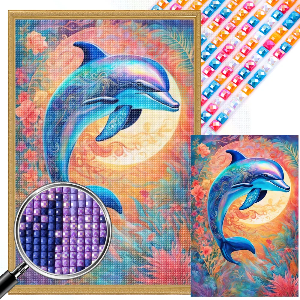 Full Square Partial AB Diamond Painting - Dolphin(Canvas|45*65cm)
