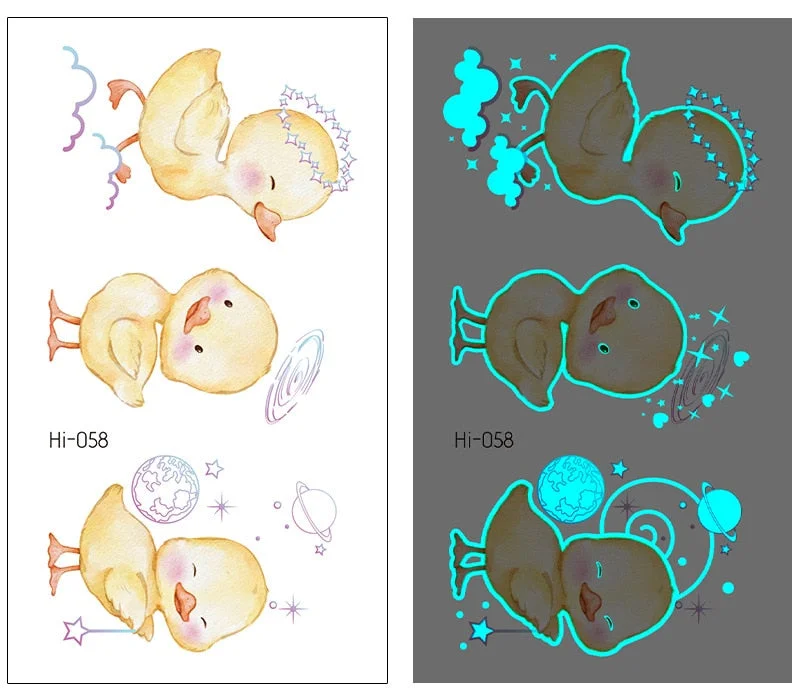 Luminous Tattoo Stickers Temporary Lovely Cat Star Rabbit Snake Animal Festival Party Glowing Cool Face Tatoo for Men Women