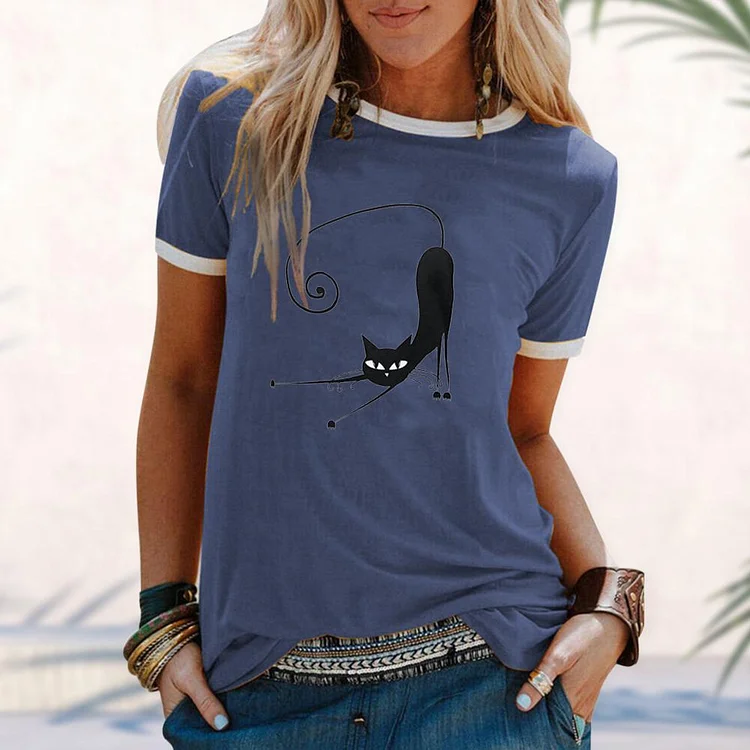 Stylized Cat T-shirt Tee-01325#541348-Annaletters