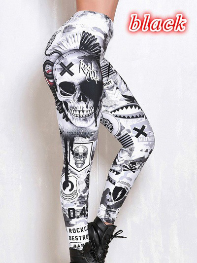 Halloween Style Skull Print Leggings Yoga Pants for Women