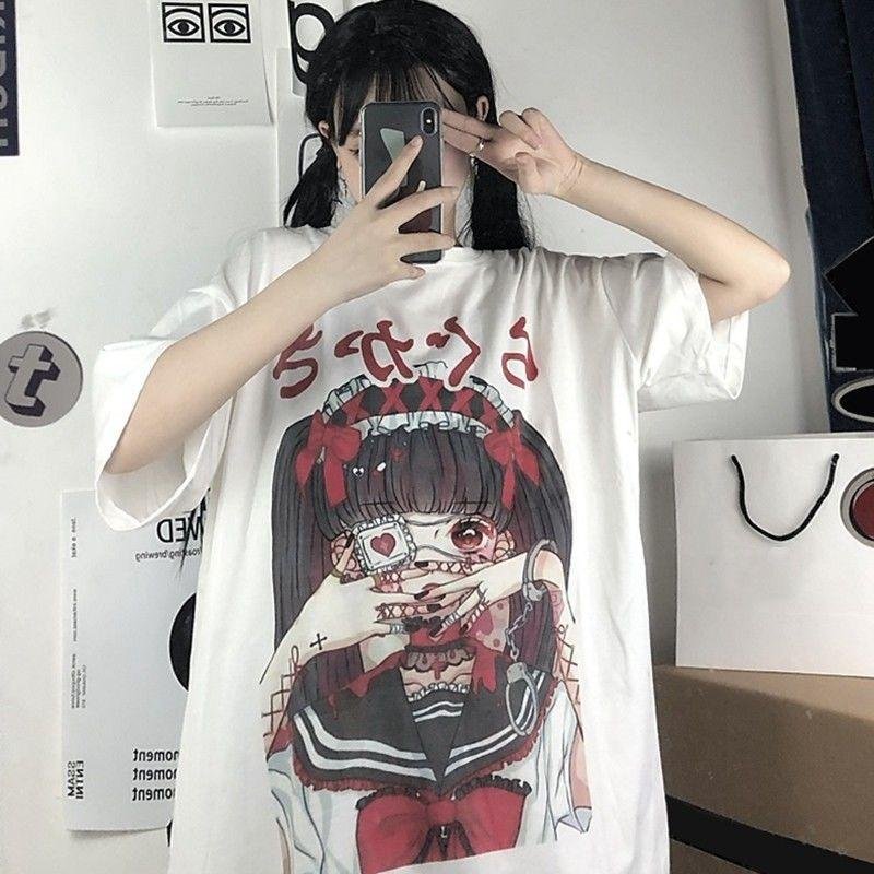 Gothic Vintage Japanese School Girl Tshirt Kawaii Tee Top weebmemes
