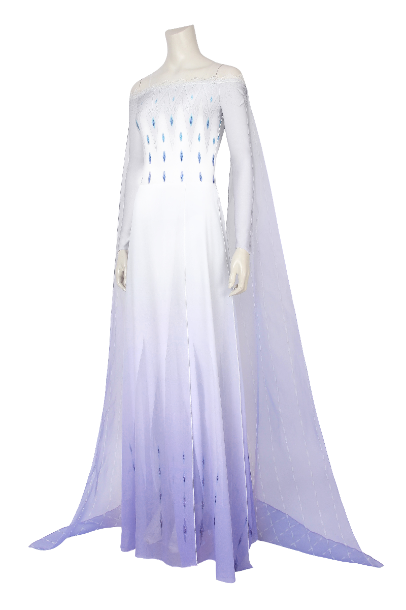 Frozen 2  Elsa Snow Queen Blue White Dress Cosplay Costume