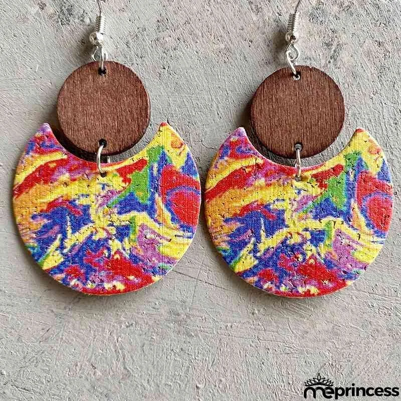 Wood & PU Drop Earrings
