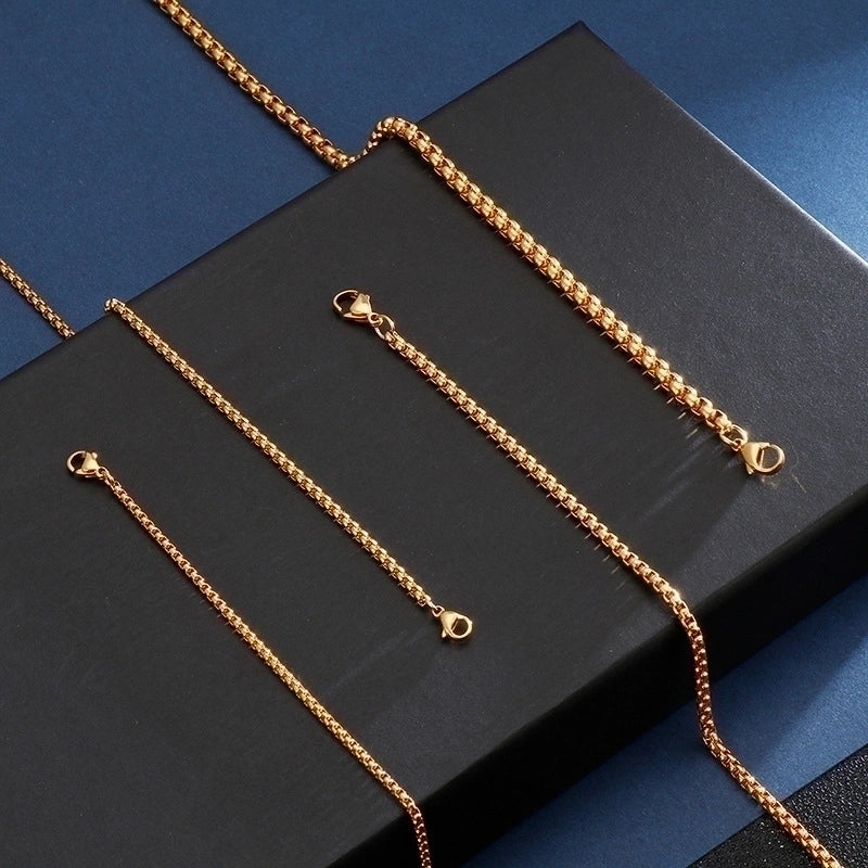 Minimalist Geometric Titanium Steel Chain 18K Gold Plated Unisex Necklace