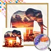 Diamond Painting -DIY Round Partial AB Drill Elephant Silhouette(45x45cm)