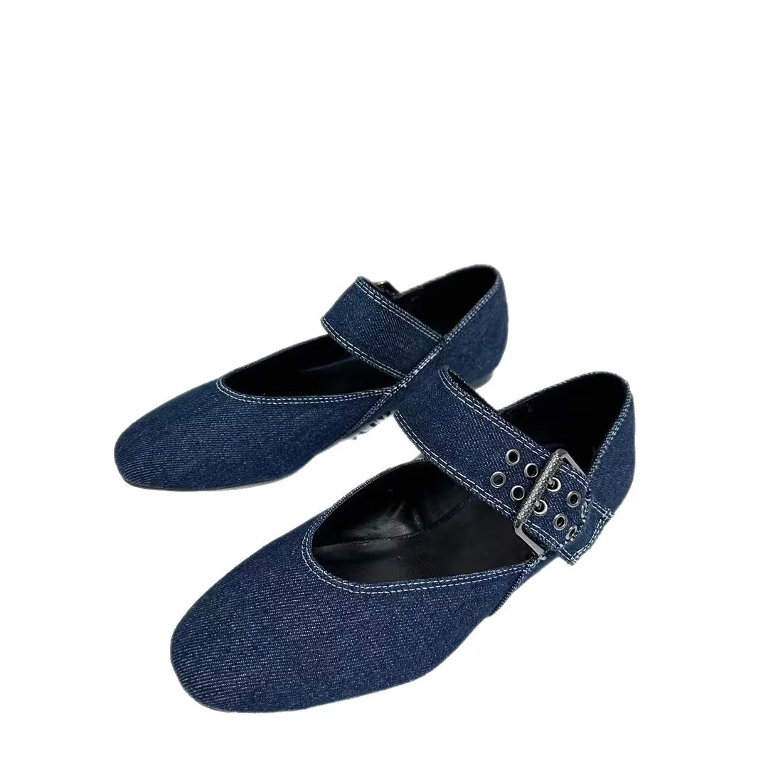 Breakj Breakj Home 2025 New Female Shoes Temperament Famous Mary Jane Flat-Bottomed Ballet Shoes Flat Heded Shallow Mouth Round Head Single Shoes Women