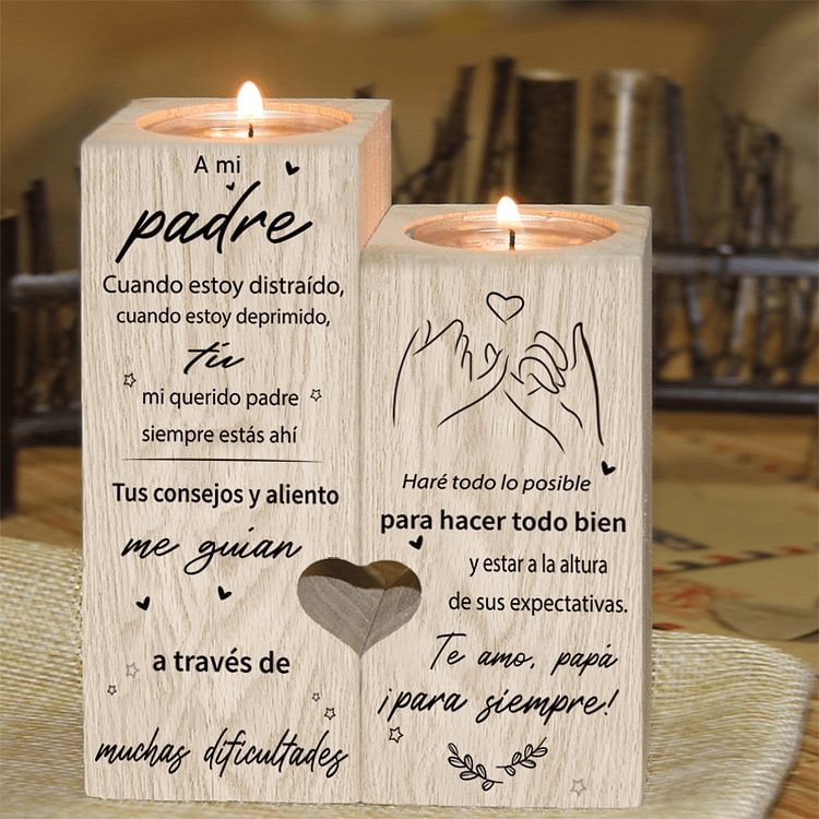 A Mi Padre-candelero de madera de dos piezas sin candela