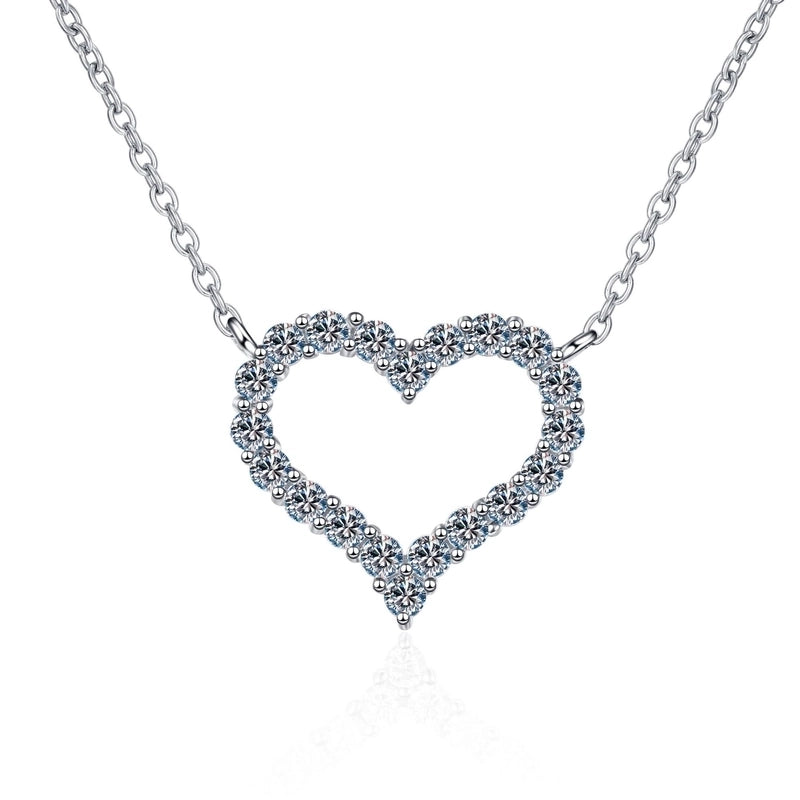 925 Sterling Silver Moissanite Cable Chain GRA Plating Inlay Heart Shape Necklace