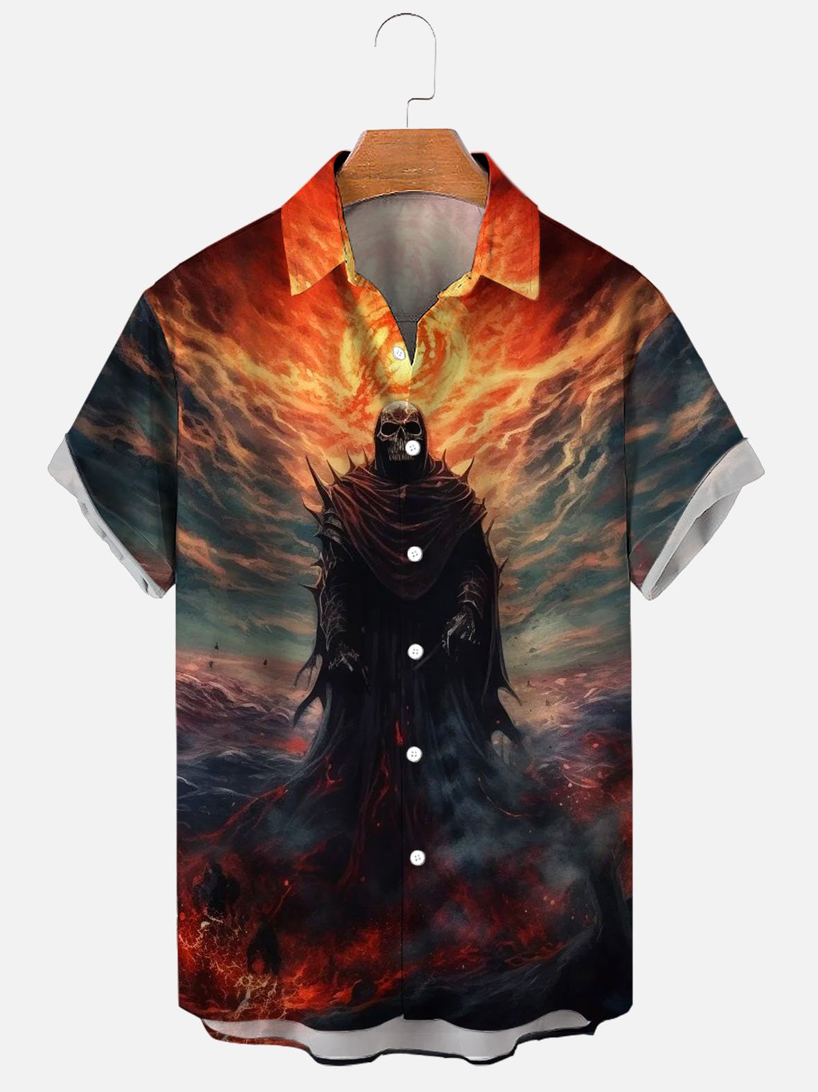 Men´s Halloween Spooky Grim Reaper Art Printing Shirt