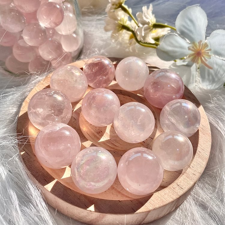 Small Aura Rose Quartz Sphere 1pcs