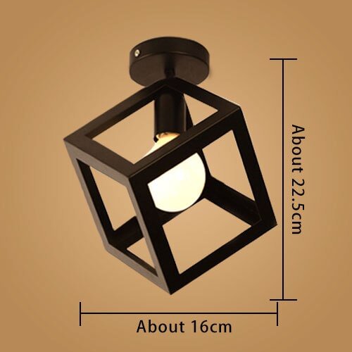 Vintage Pendant Lights Iron Black Pendant Lamp Retro Cage Light  Indoor Lighting Fixture Balcony Cage Pyramid Corridor Entrance