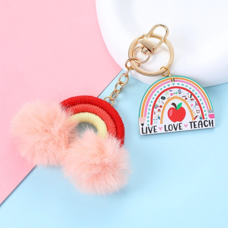 Cute Sweet Shiny Letter Rainbow Alloy Bag Pendant Keychain