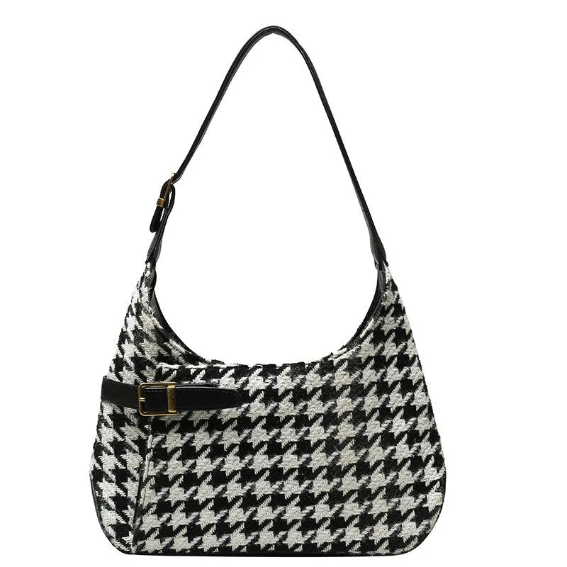 Houndstooth Shoulder Bag For Women 2020 Winter New Tote Luxury Designer Plaid Pu Leather Fashion Vintage Shopper Ladies Handbags