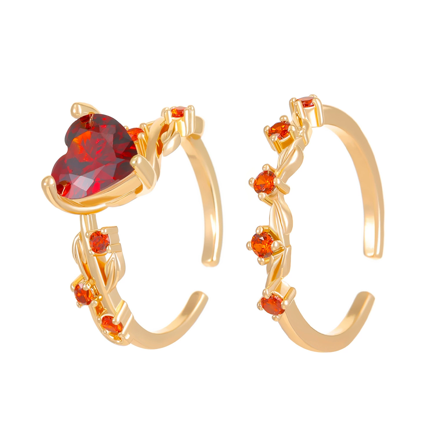 Copper and zirconia heart set ring