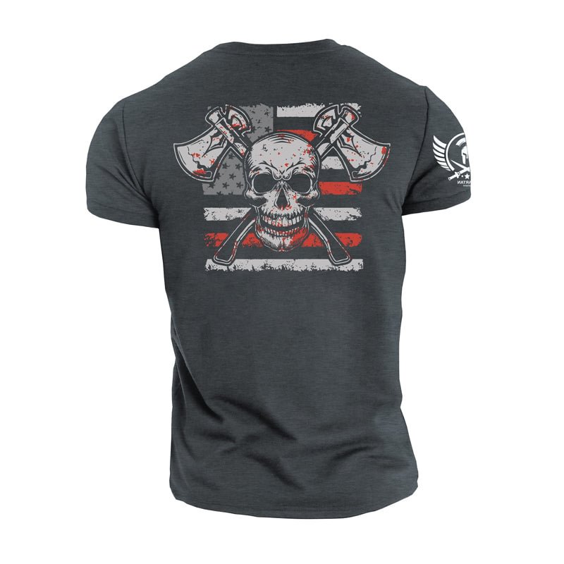 Cotton Skull Axe Spartan Warrior T-shirts tacday