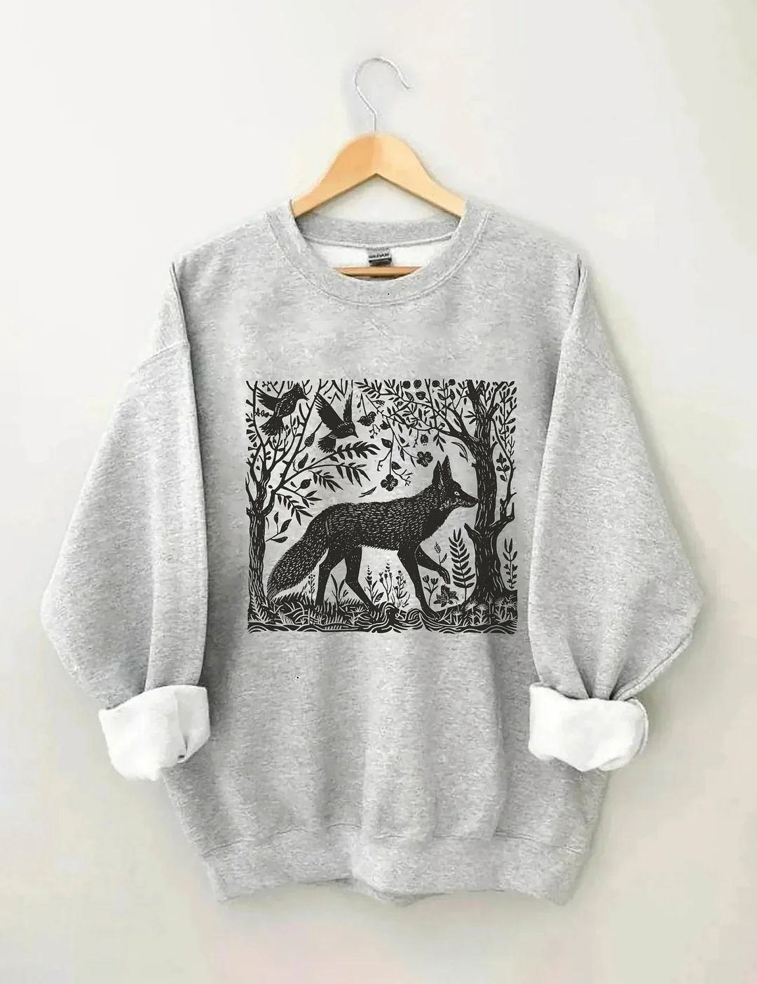 Folklore Forest Fox Lino Print Sweatshirt