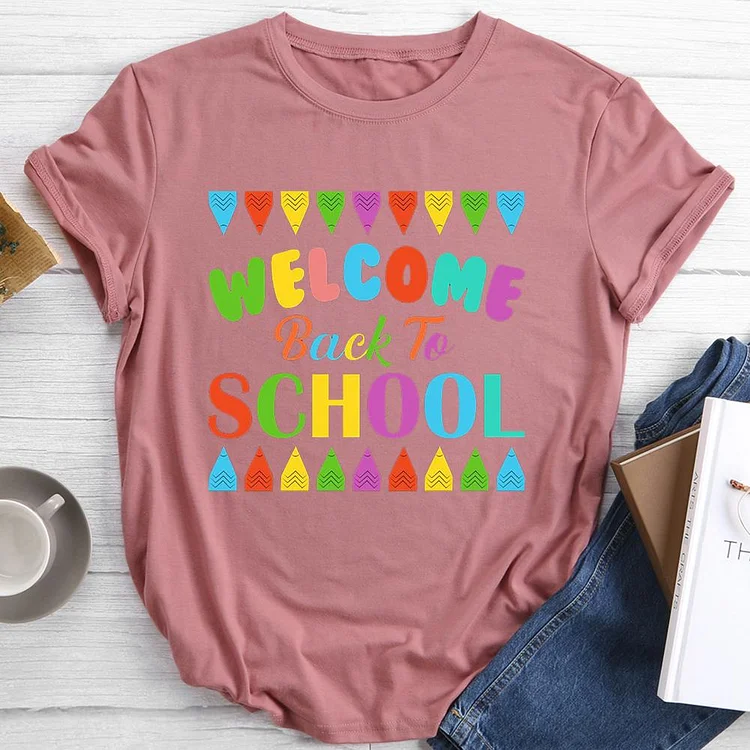 Welcome Back To School Round Neck T-shirt