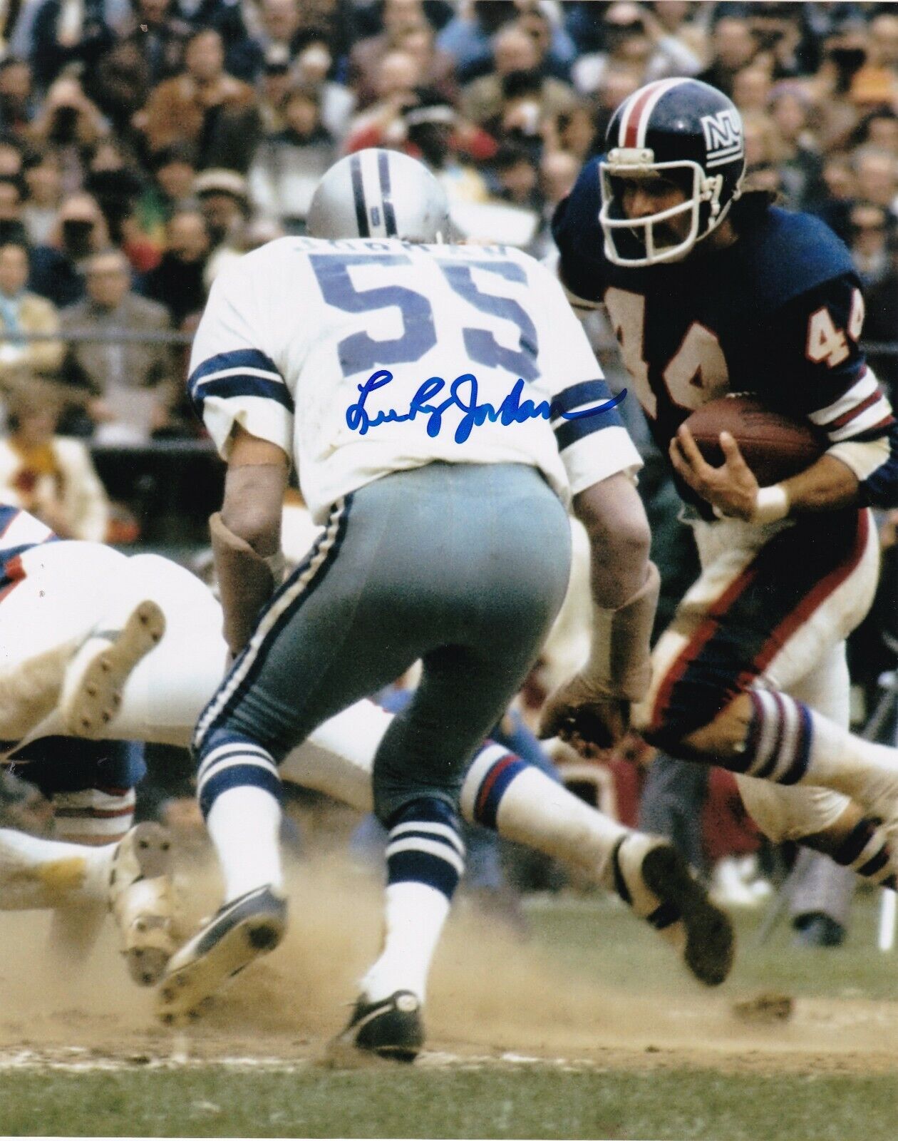 LEE ROY JORDAN DALLAS COWBOYS ACTION SIGNED 8x10 Photo Poster painting